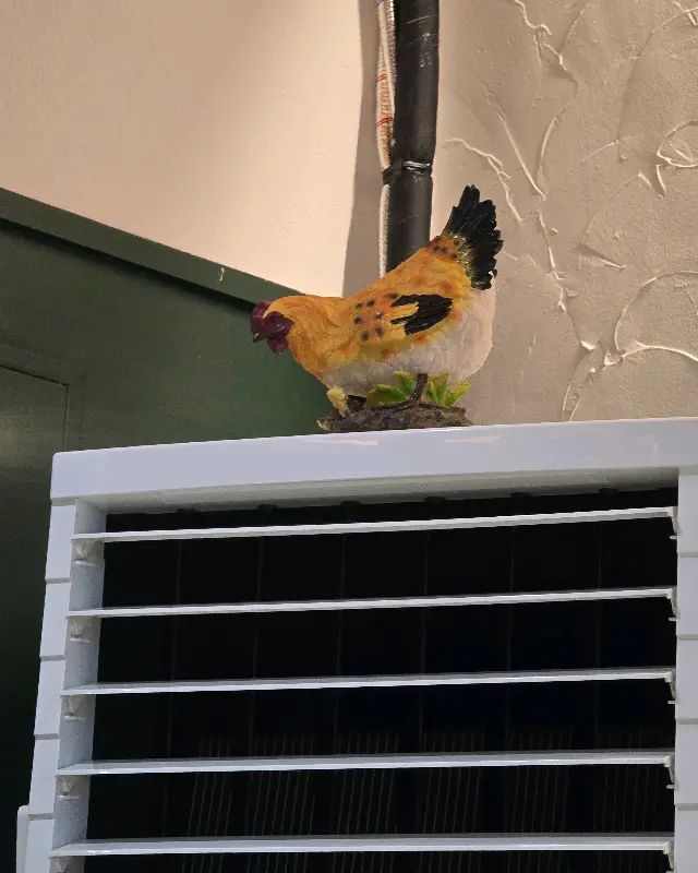 매장 내부에 놓여 있는 닭 모형