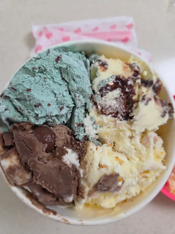 민트 초콜릿 칩과 메론 아이스크림