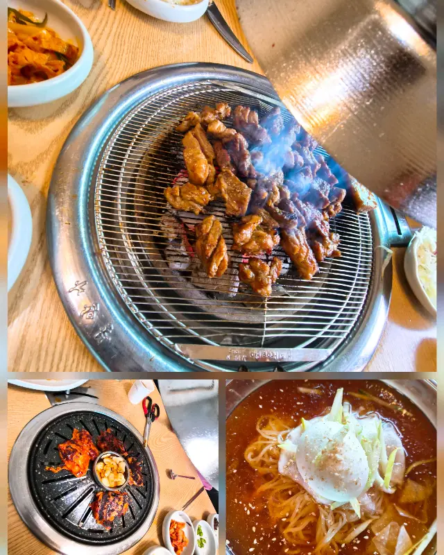 숯불 닭갈비와 밀면