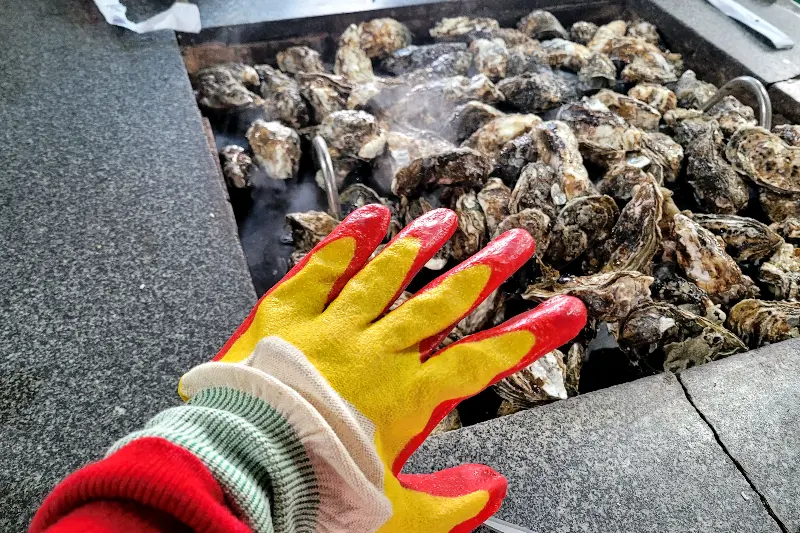 장갑 끼고 굴 껍데기 오픈!