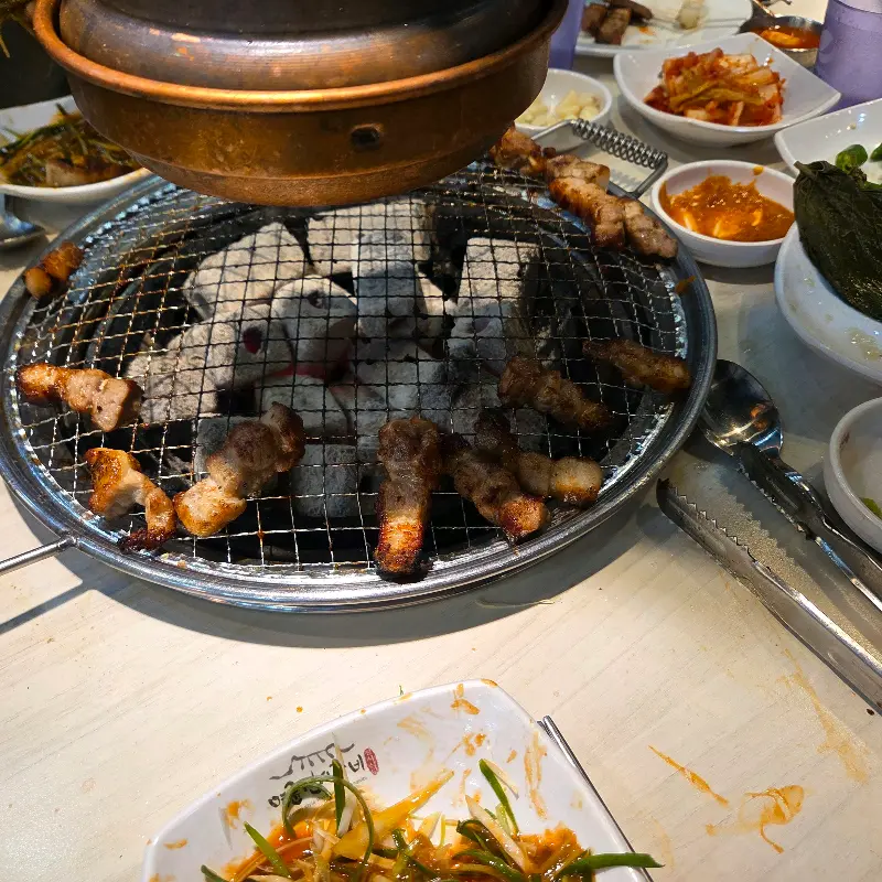 숯불에 구워진 고기들