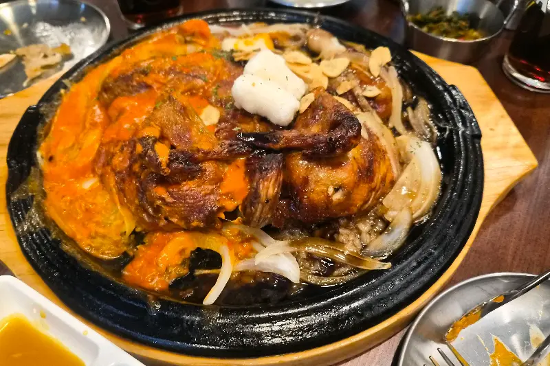 매콤, 갈비 반반 누룽지 통닭