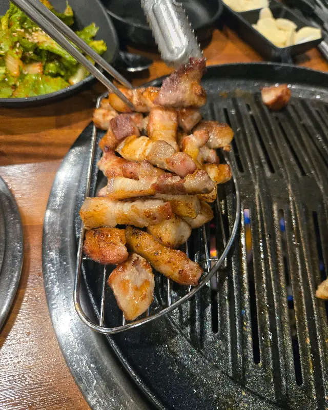 잘 구워진 고기 조각