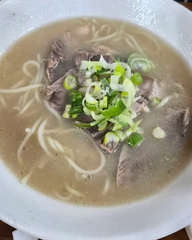 고기국수에 듬뿍 올려진 파