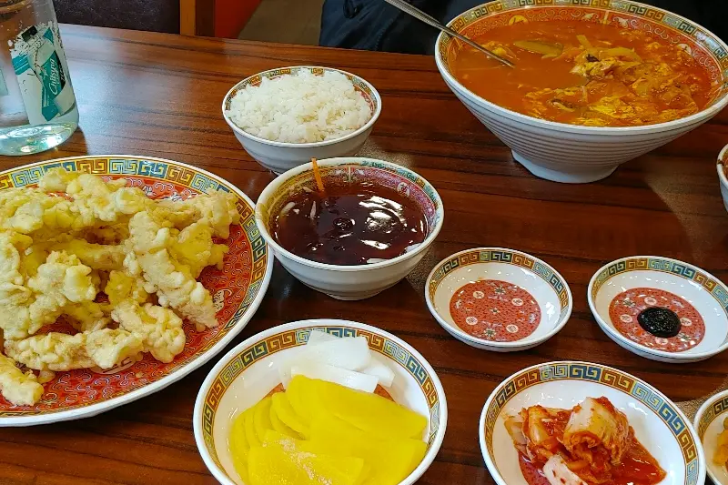 찹쌀탕수육과 짬뽕 국물