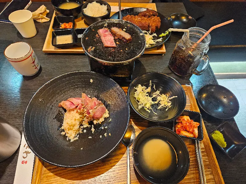 미니 화로에 구워먹는 규카츠