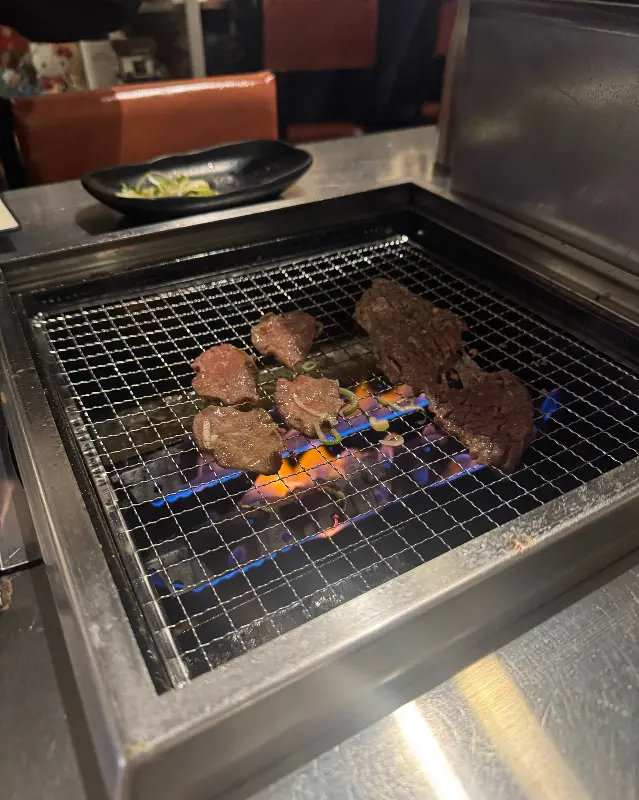 숯불 위에서 구워지는 야끼니꾸