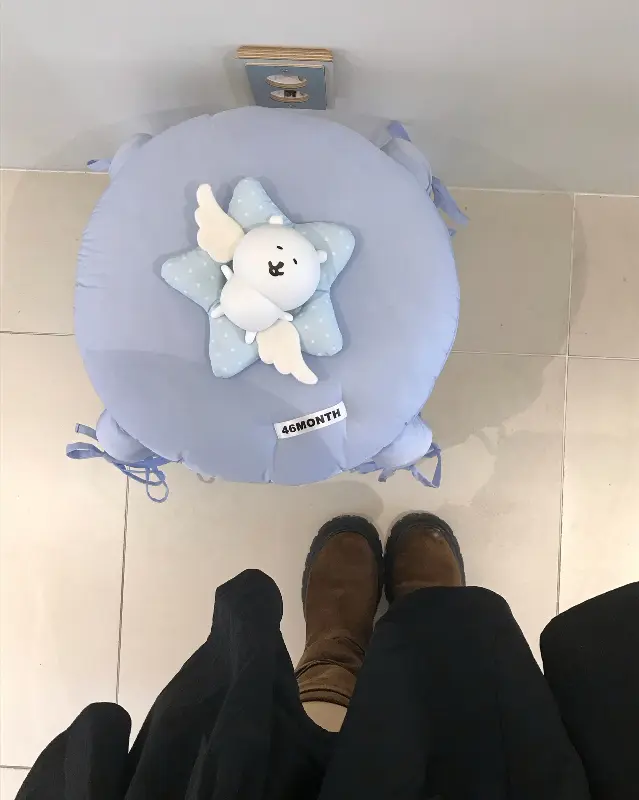 귀여운 쿠션이 놓인 좌석