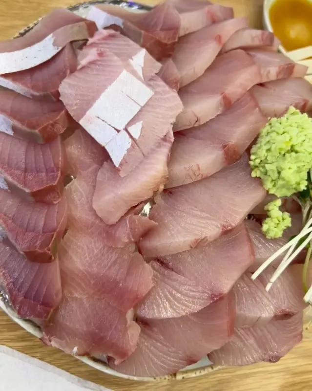 두툼하게 썰린 대광어회