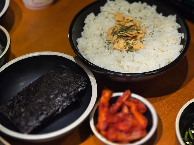 간장계란밥, 김, 무말랭이