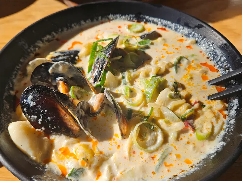 크림 해물라면 클로즈업