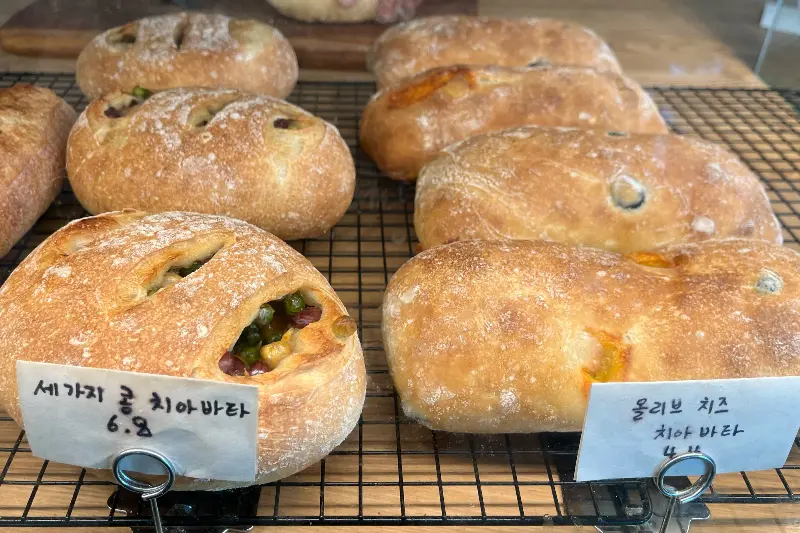 세 가지 콩 치아바타와 올리브 치즈 치아바타