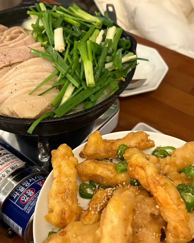 항정살과 가지튀김의 환상적인 조합