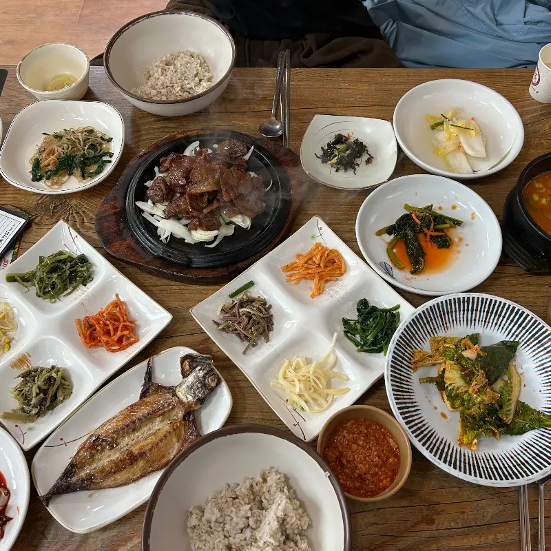 다양한 반찬 클로즈업 샷