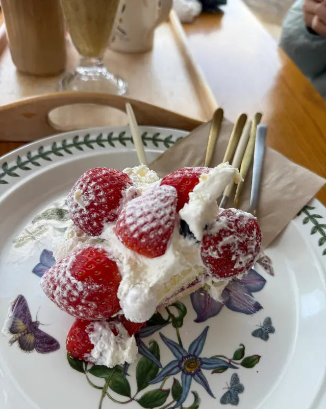 딸기가 듬뿍 올려진 케이크