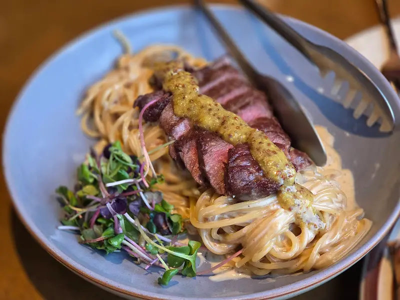 스테이크 크림 파스타