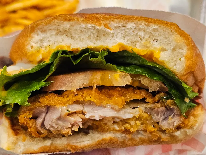 촉촉한 치킨 패티가 인상적인 버거