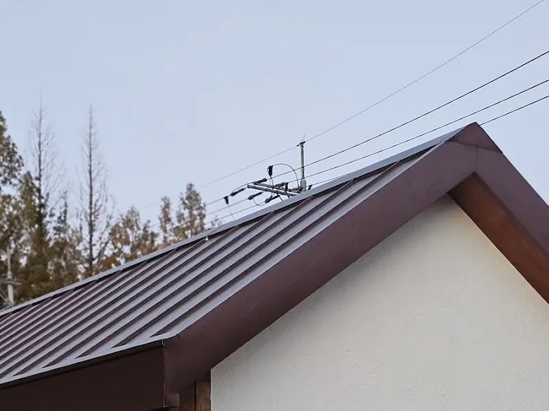 카페 지붕: 독특한 형태의 지붕이 인상적이다.