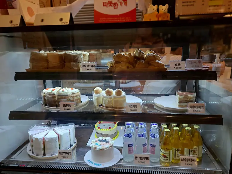 쇼케이스 안의 다양한 케이크