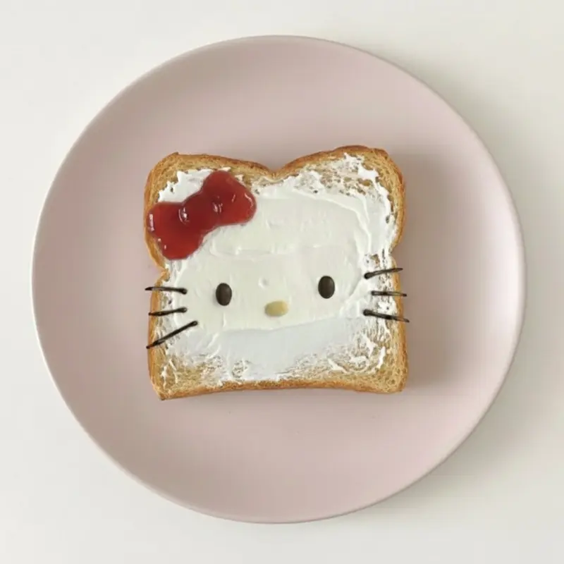 키티 모양의 토스트