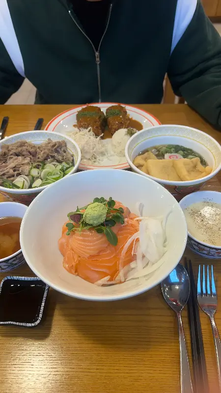 갓지동 연어덮밥, 우동, 규동 세트