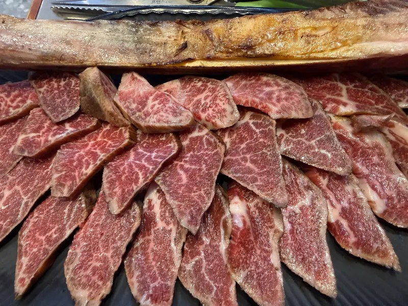 최상급 한우 암소의 마블링