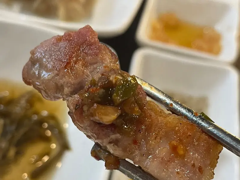 젓가락으로 집은 고기