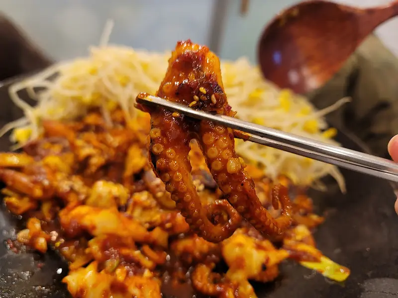 젓가락으로 집은 쭈꾸미