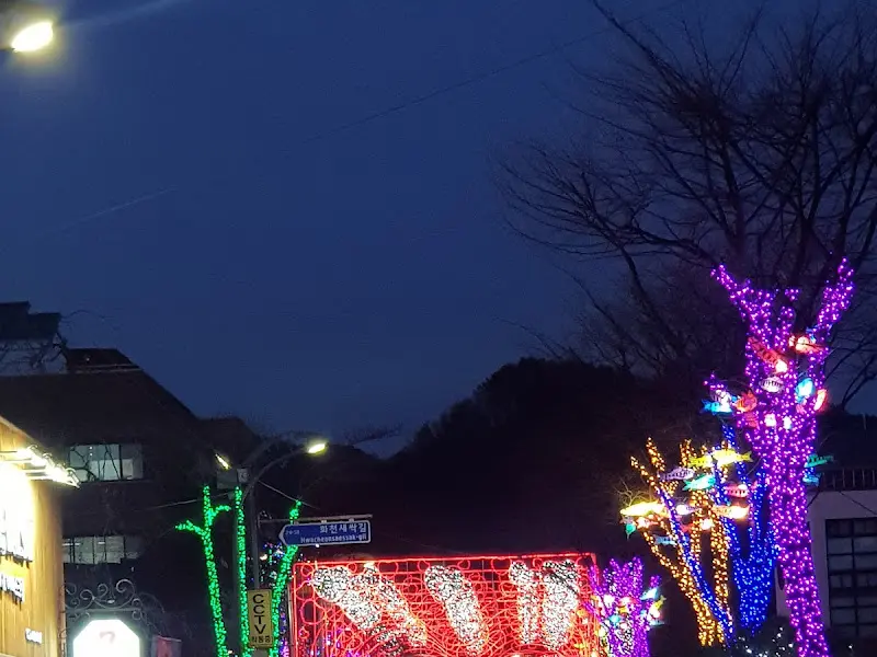 밤에 빛나는 속초식당 주변 풍경