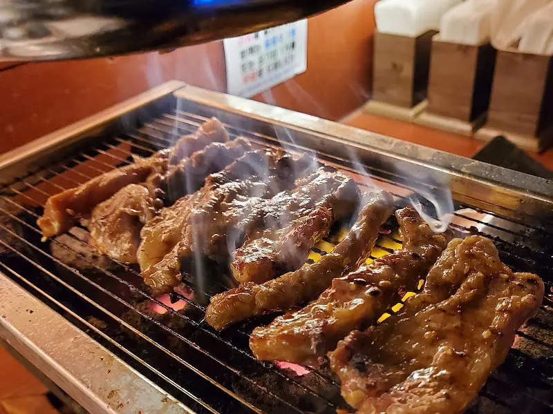 숯불 위에서 익어가는 고기