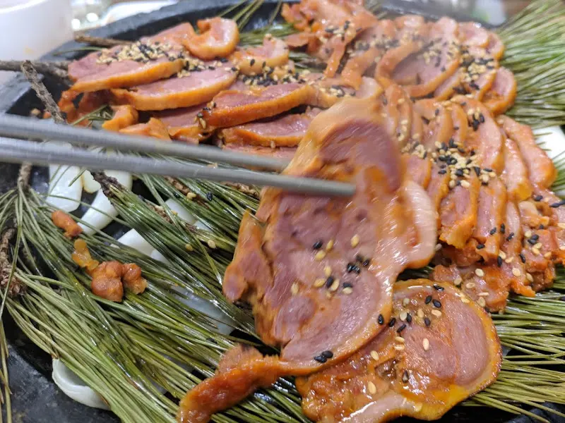 잘 구워진 오리 훈제