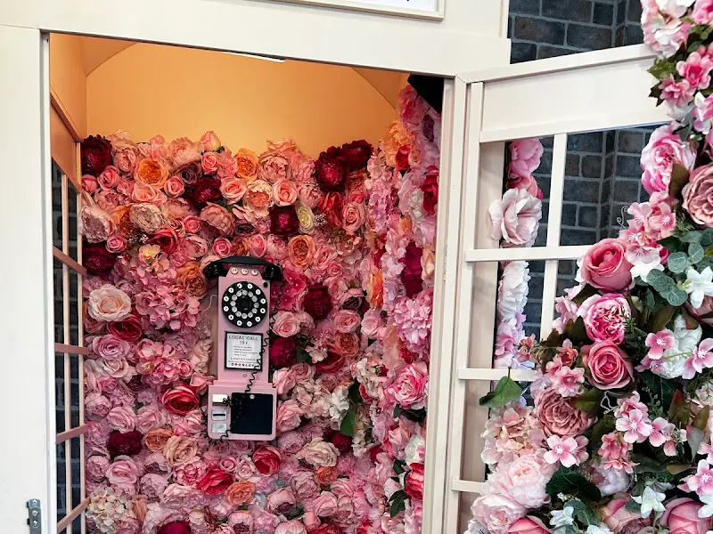 꽃으로 장식된 포토존