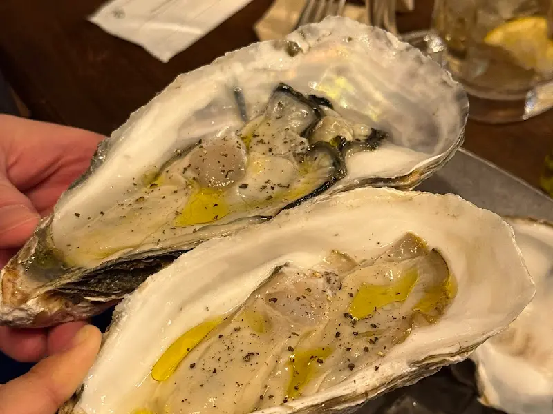 올리브 오일과 후추를 뿌린 굴