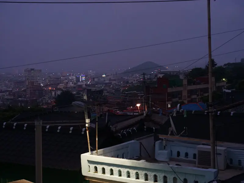 저녁 노을이 지는 목포 시내 풍경