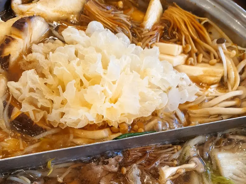 다양한 버섯과 채소가 담긴 샤브샤브 재료