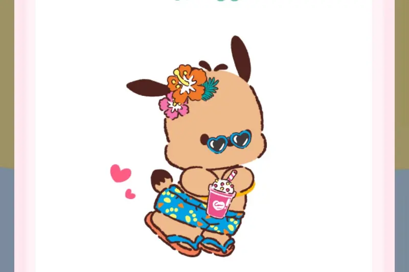 귀여운 캐릭터가 그려진 딸기 요거트 스무디 이미지