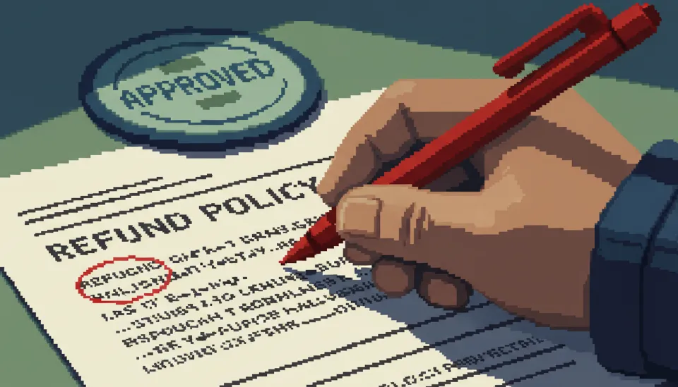 결혼정보회사 계약서의 환불 규정 조항에 붉은 펜으로 표시하며 꼼꼼하게 검토하고 있는 모습