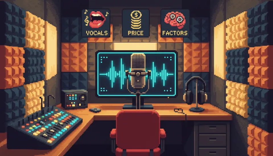 전문적인 방음 시설과 콘덴서 마이크가 갖춰진 2026년 최신 보컬 학원 레슨실의 내부 모습