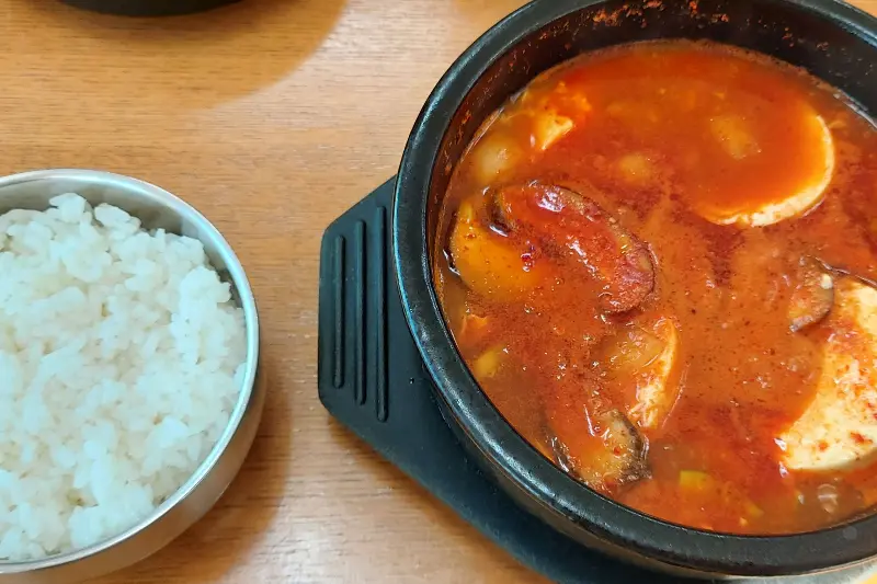 순두부찌개의 클로즈업