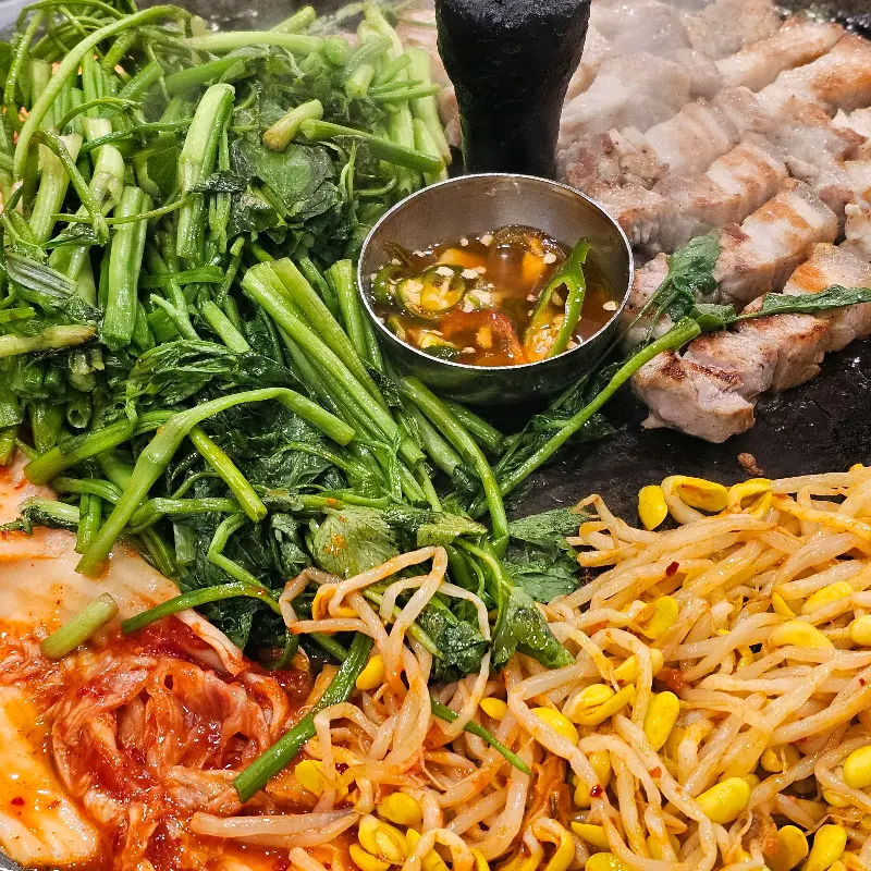 미나리와 삼겹살