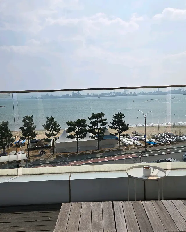 아라비카러스터즈 루프탑에서 바라본 영일대 해변