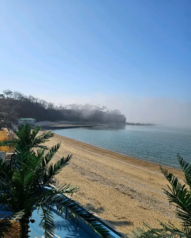 카페에서 내려다보이는 바다