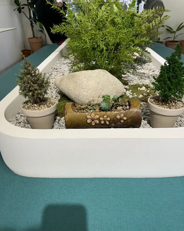 테이블 위의 작은 정원 장식