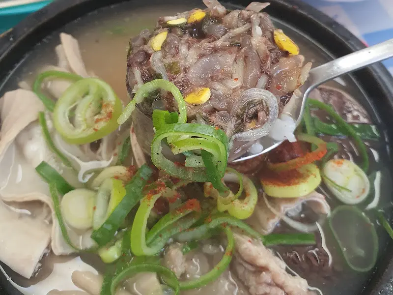 숟가락 위에 올려진 순대