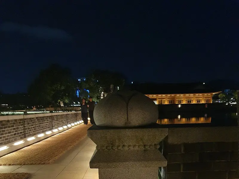 야간 덕진공원의 다리