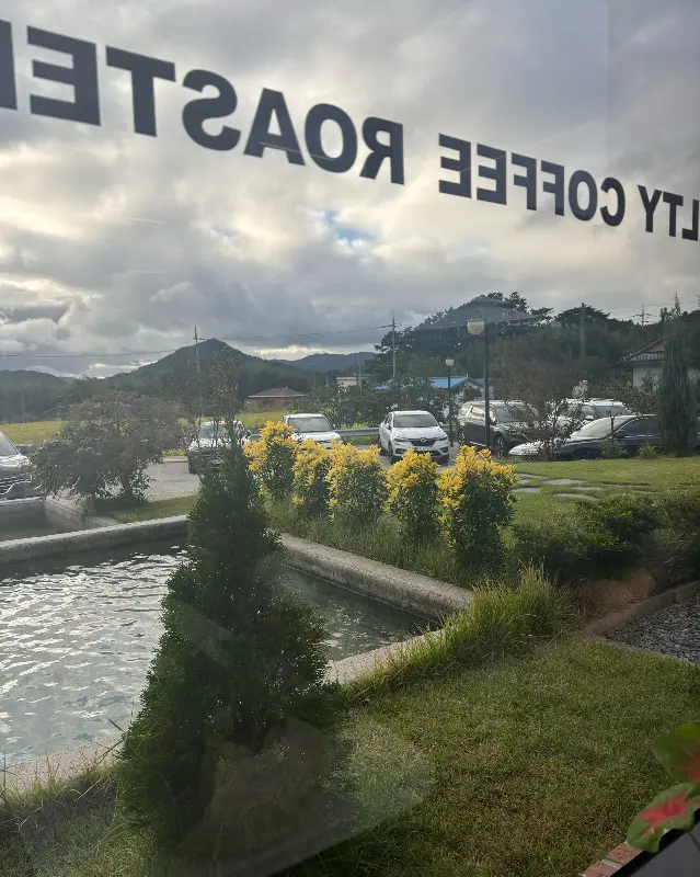 창밖으로 보이는 푸른 잔디밭