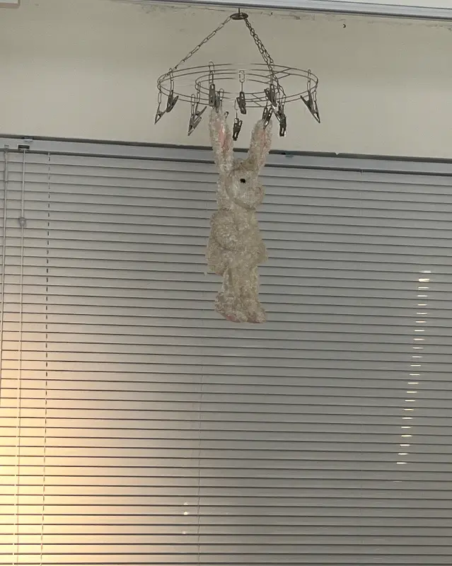 천장에 매달린 토끼 인형