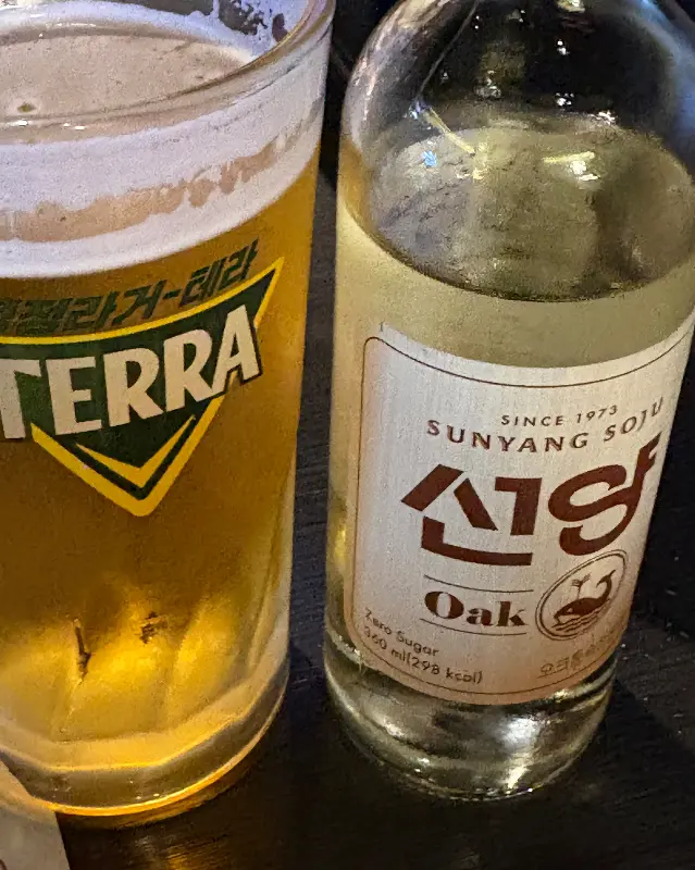 시원한 생맥주와 소주의 조합