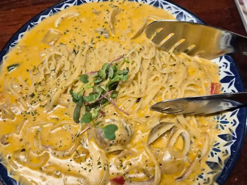 치킨 버섯 크림 스파게티