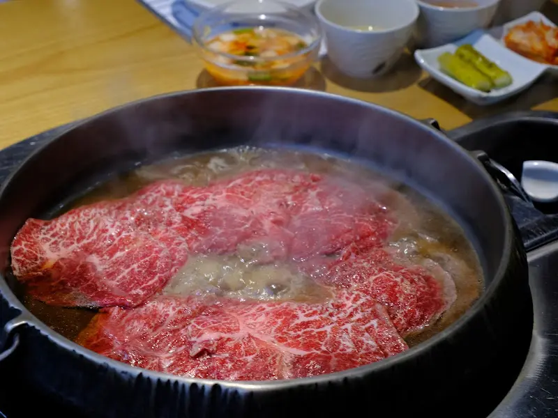 화수목 샤브샤브 분당본점 스키야키 조리 과정